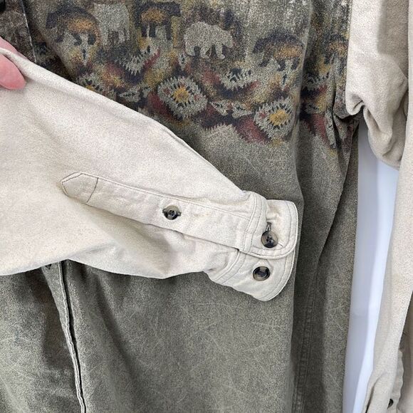 Cabelas Women Long Sleeve Top Button Down Shirt southwest Tan Large - Picture 14 of 16
